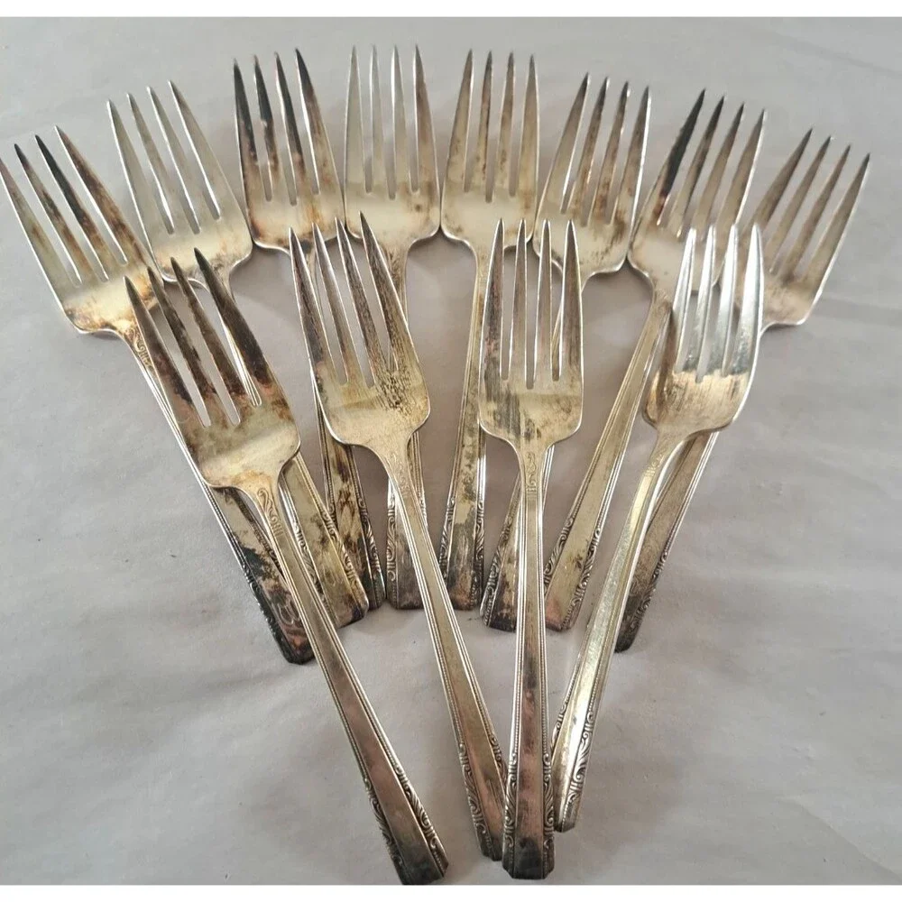 Wallace Personality Silverplate Flatware Monogrammed 43pc Art Deco 1938